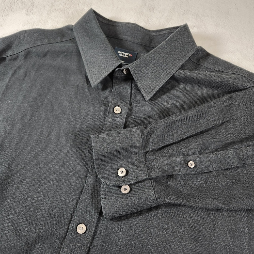 UNTUCKit Button Down Shirt Mens 2XLT Black Veneto Wrinkle Free Long Sleeve